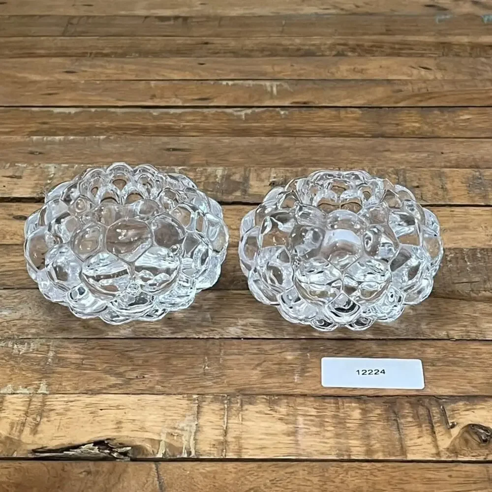 Orrefors Raspberry Crystal Glass Votive Candle Holders (2) 4